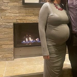 Long sleeve midi maternity dress